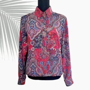 Vintage 1970s Alfred Dunner Women’s Printed Blouse Size 8 EUC